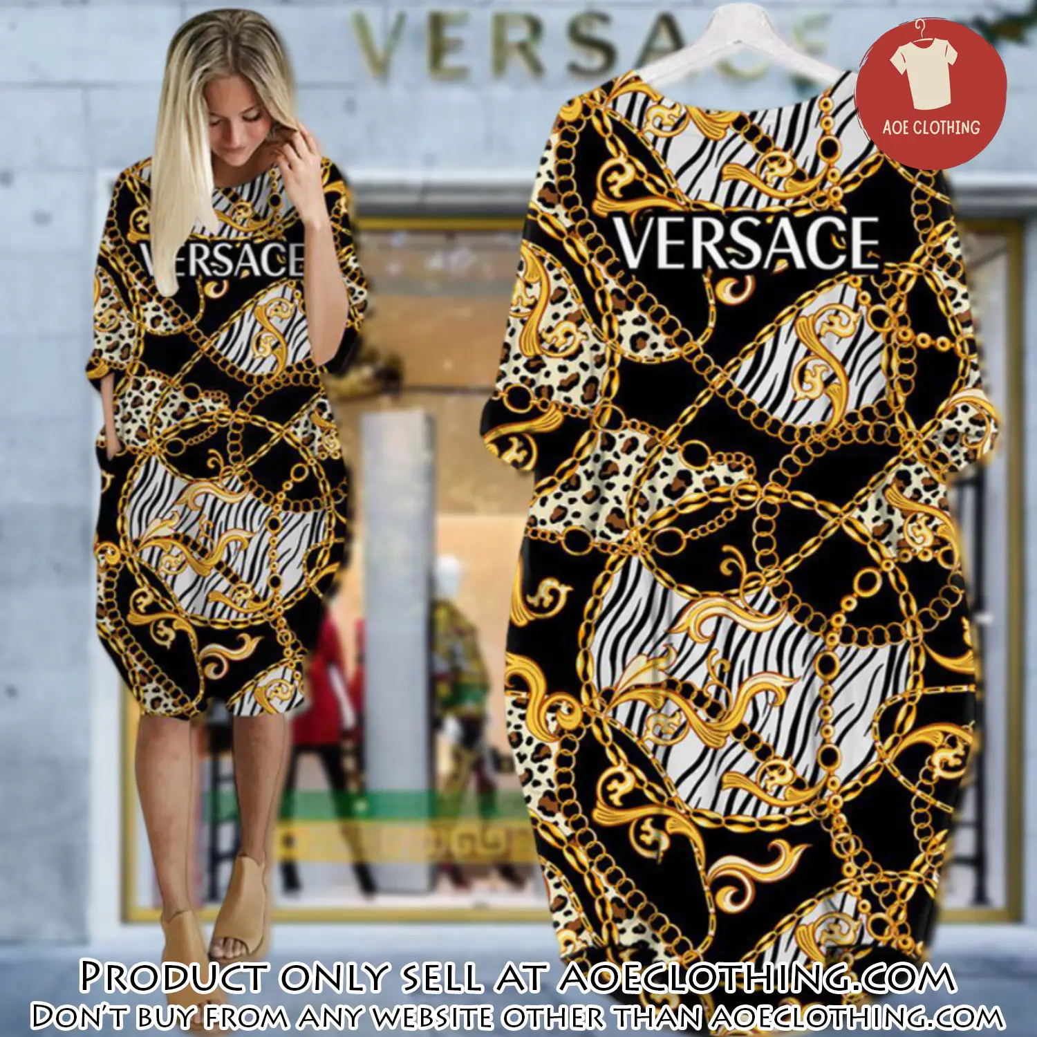 Gianni versace black gold batwing pocket dress luxury brand for women pd083 aoe1837609